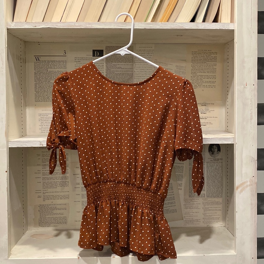 Brown and cream Poka-Dot blouse